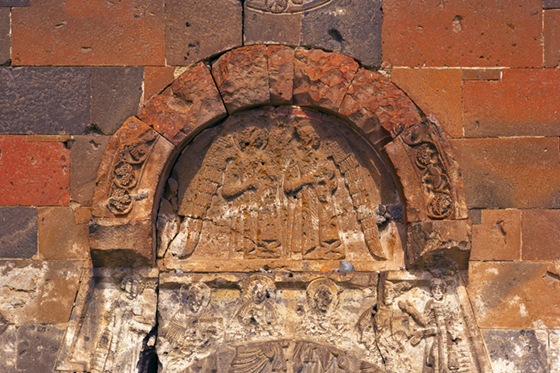 West entrance lintel and tympanum of the Cathedral of Mren