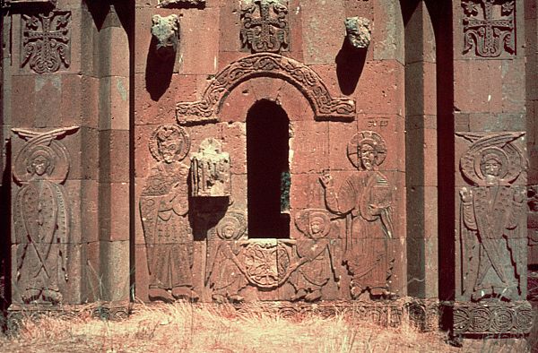 Relief Carving, King Gagik Presenting Model of the church to Christ