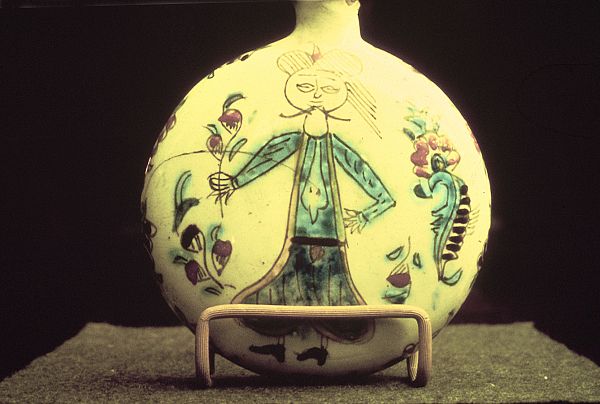 Flask with Naively Painted Figure