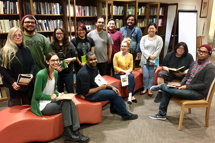 MFA students in Levine reading room