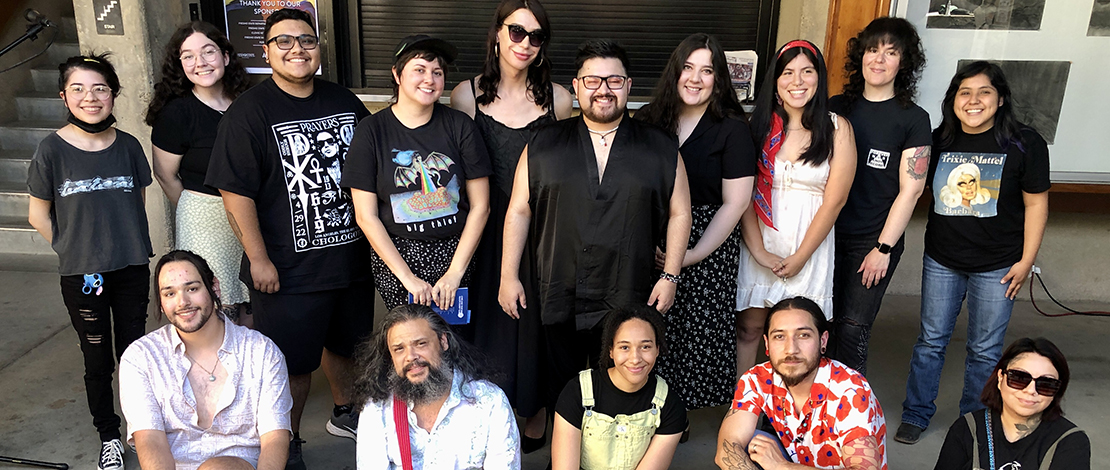 Group photo of student writers and artists published in the 2022 CWAA journal Flies, Cockroaches and Poets.