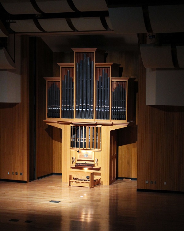Concert Hall Organ Lit Up