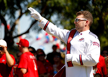 Marching Band conductor pointing