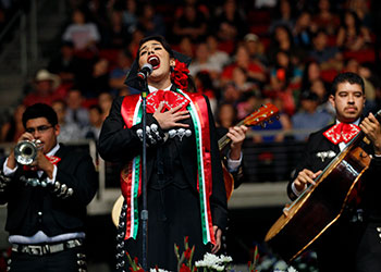 singer at graduation