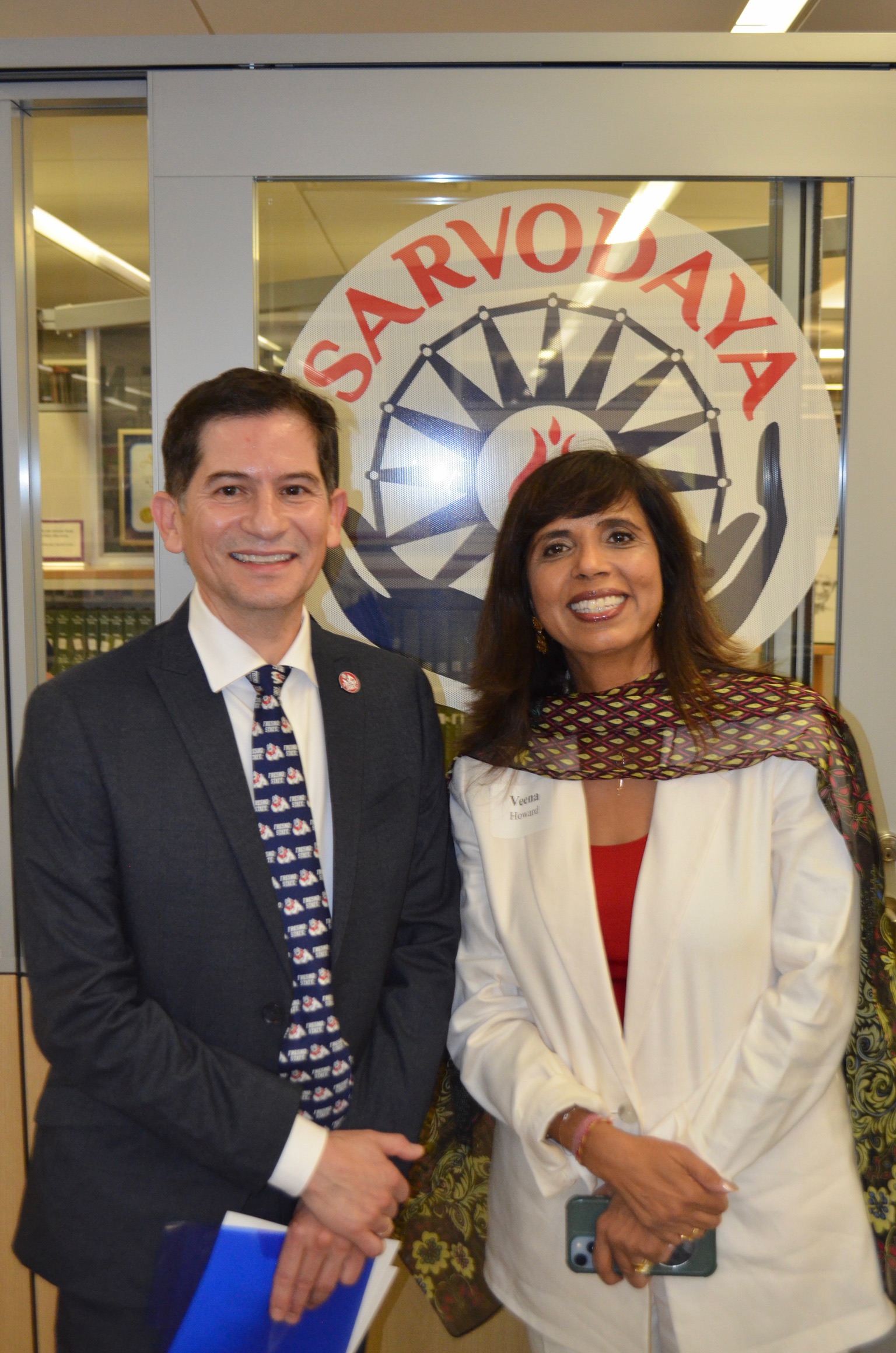 Dr. Howard and  Fresno State President Dr. Saúl Jiménez-Sandoval