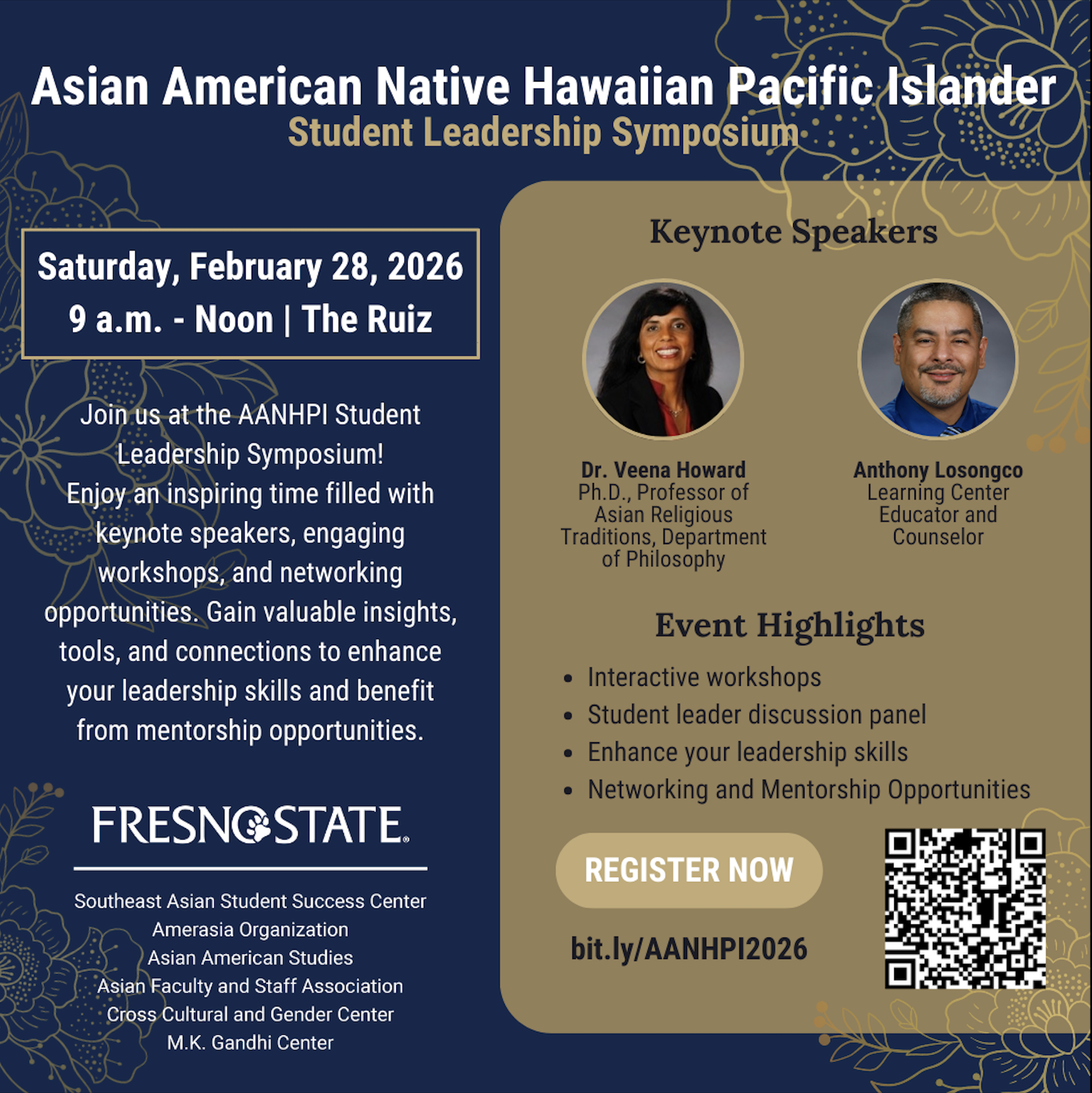 Asian American Native Hawaiian Pacific Islander Student Leadership Symposium Saturday, February 28, 2026 9 a.m. - Noon | The Ruiz Asian American Native Hawaiian Pacific Islander Student Leadership Symposium Saturday, February 28, 2026 9 a.m. - Noon | The Ruiz