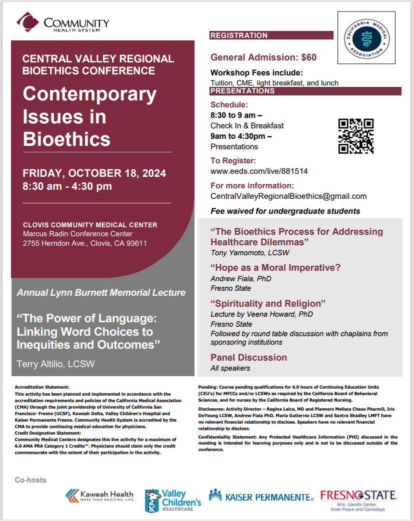 bioethics workshop flyer