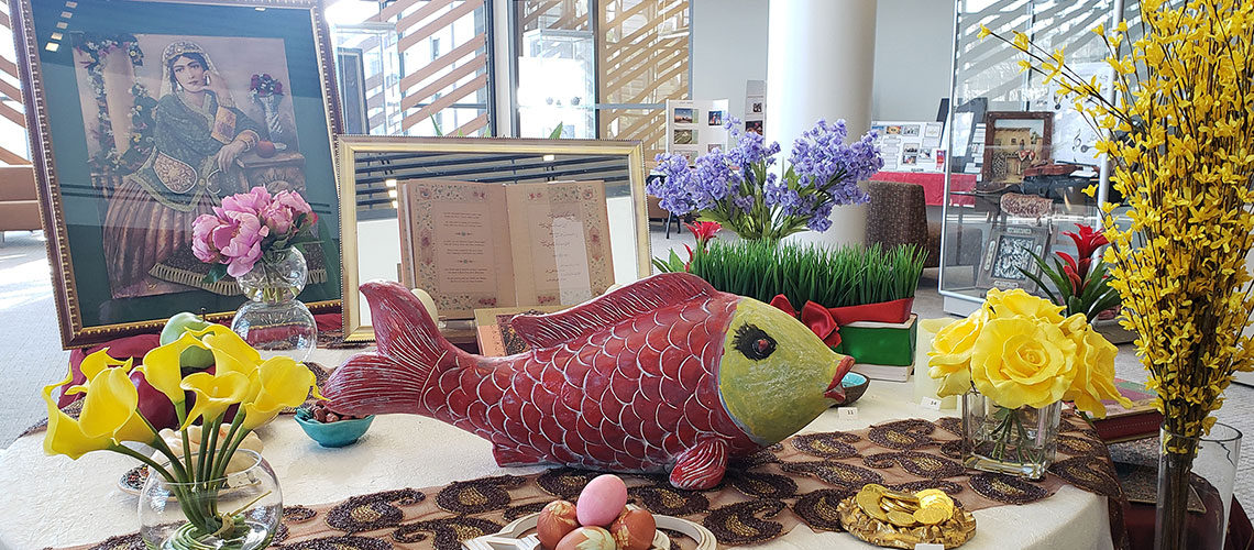 Display for the Nowruz Iranian New Year in the Henry Madden Library