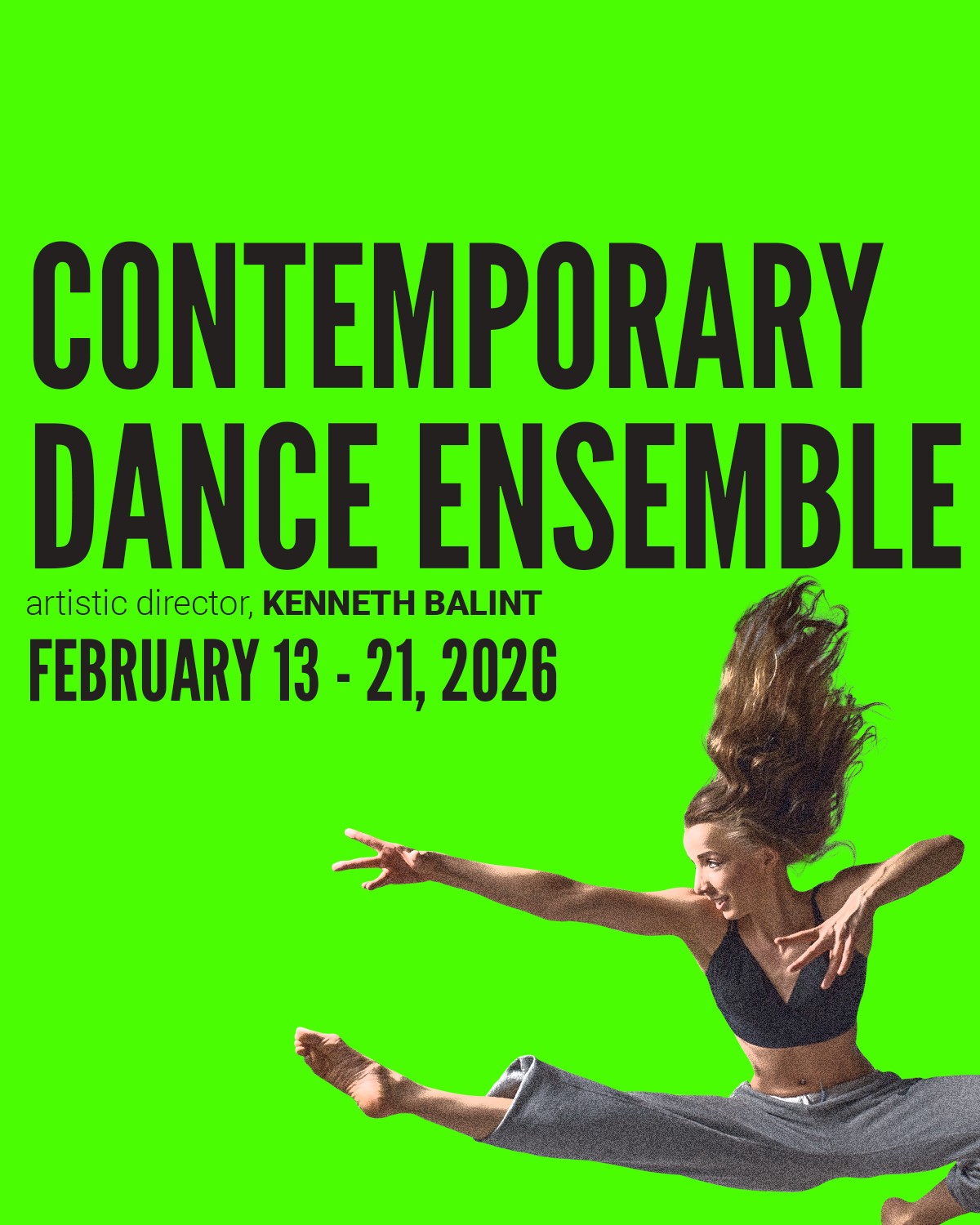 bright green background with dancer