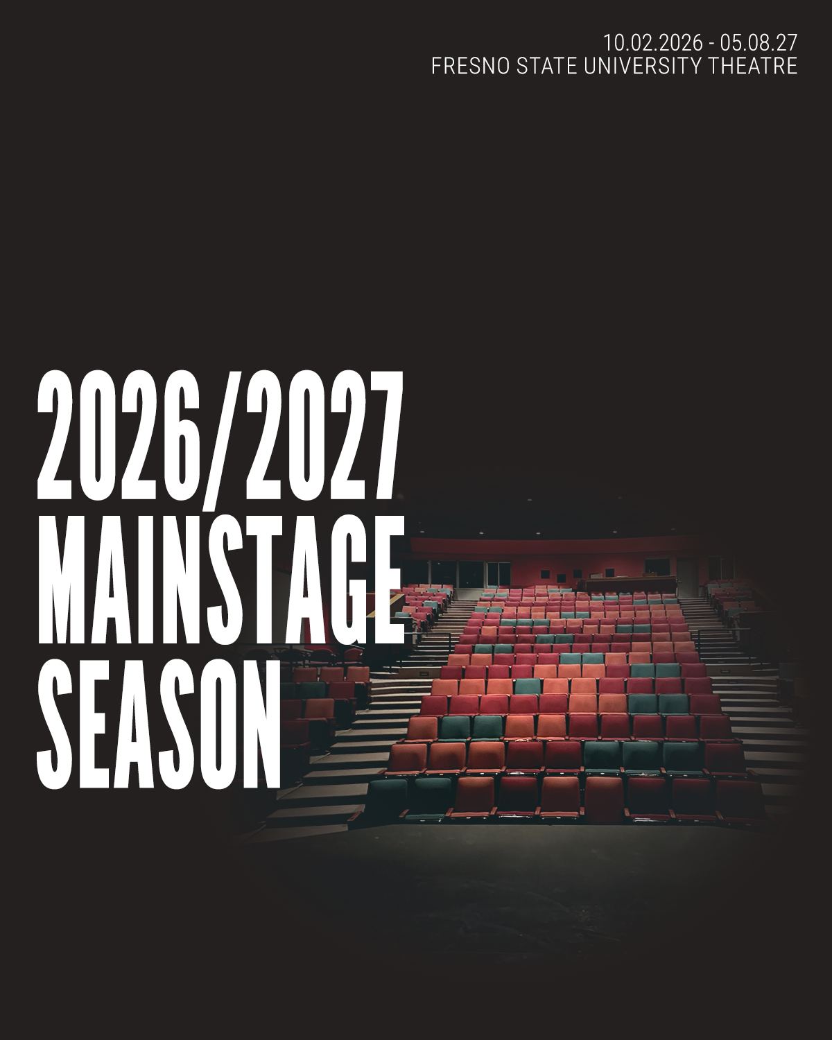black background with "2025/2026 Mainstage Season"