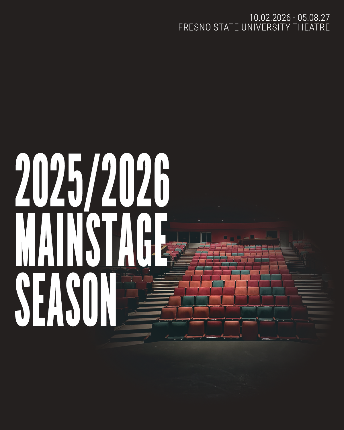black background with "2025/2026 Mainstage Season"
